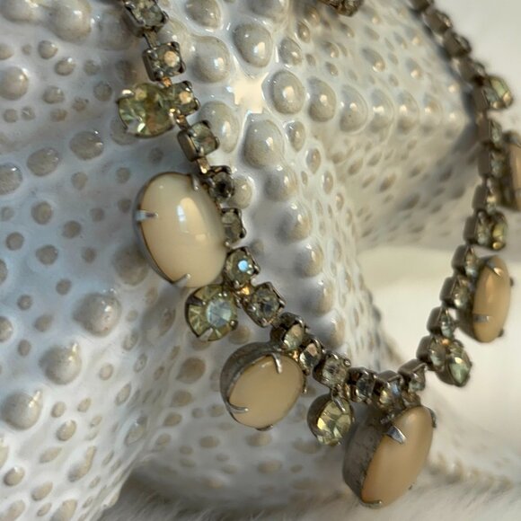 VINTAGE CITRINE & FAUX AGATE NECKLACE AND BRACELET - Picture 5 of 8